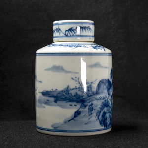 Qinghua tea jar with...