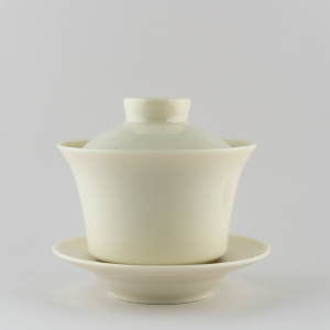 Gaiwan en porcelaine blanche ivoire - Haut