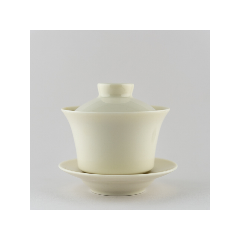 Gaiwan en porcelaine blanche ivoire - Haut