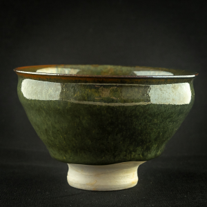 Bol à thé à émaille vert foncé en porcelaine de Michel François